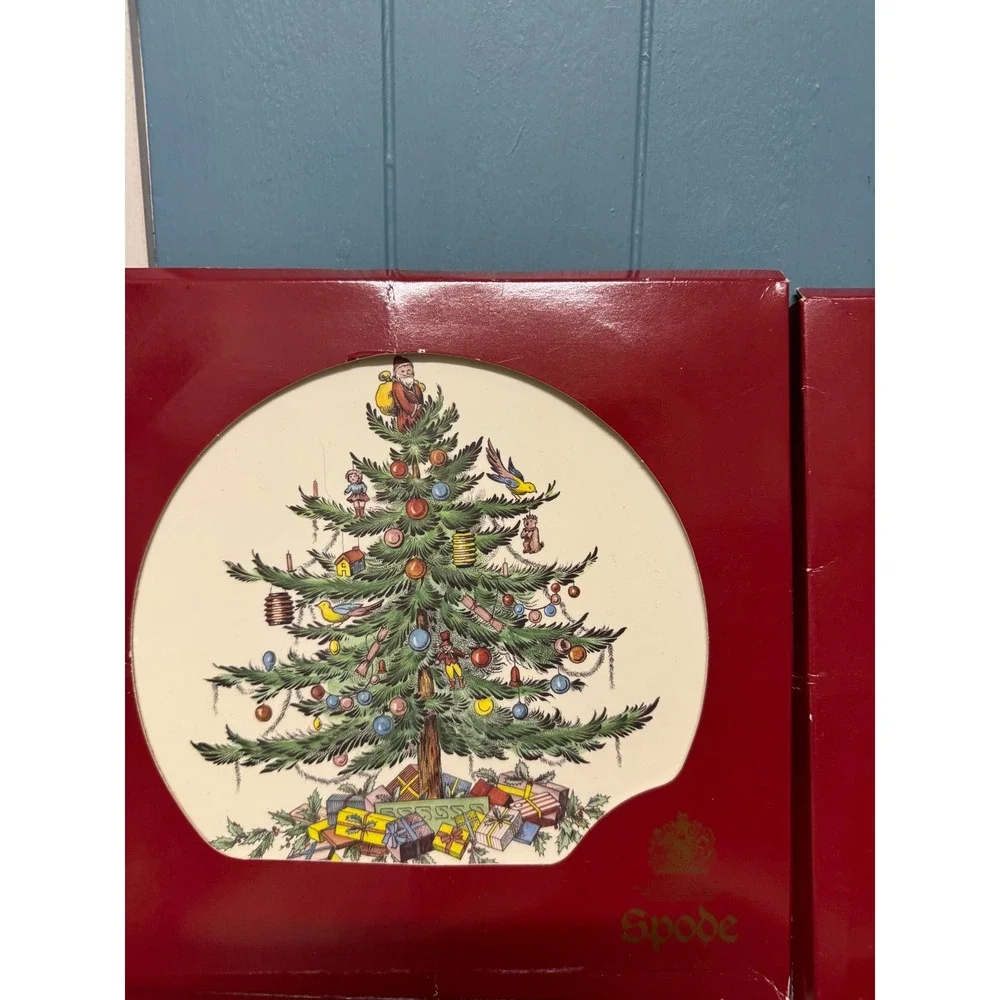 Spode Christmas Tree Acrylic Casserole Stand Trivet Set of 4 Made in England 920